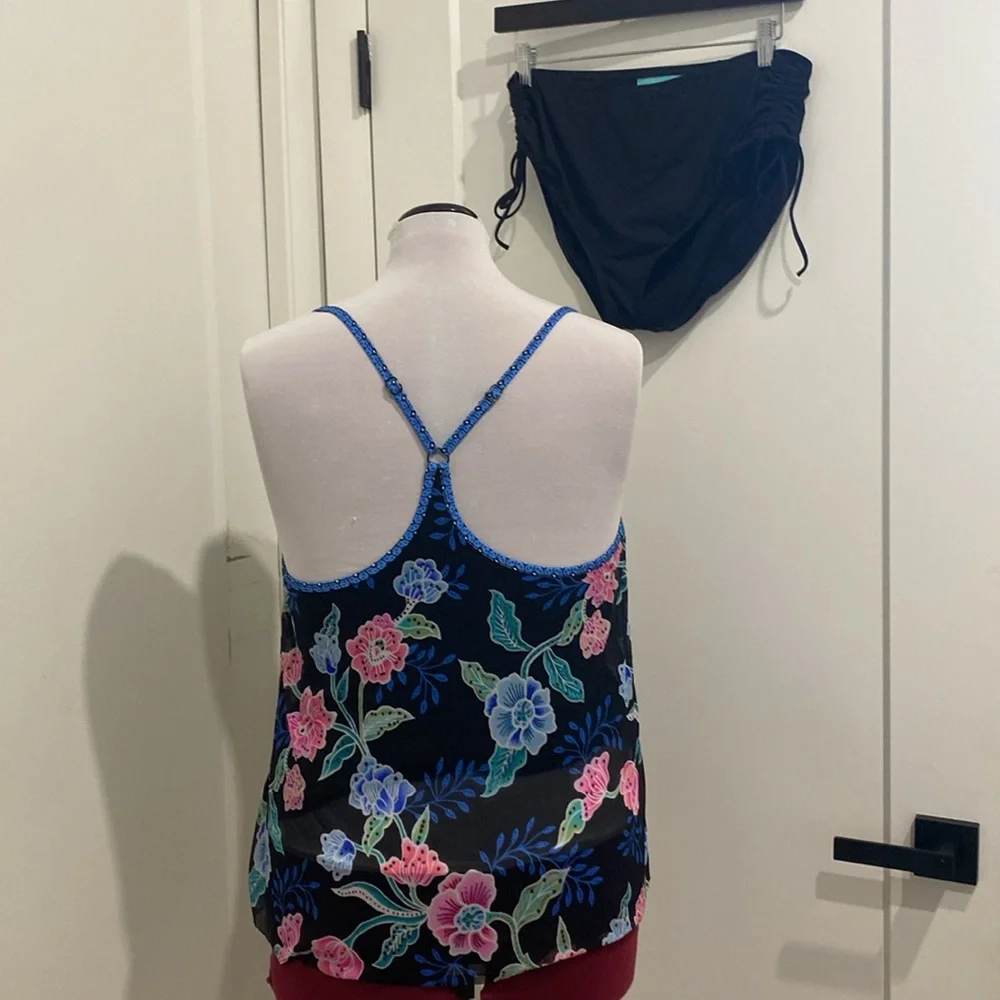 Beach House Floral Fantasy Kerry Mesh Tankini Swimsuit |Size 12/14 - Picture 7 of 13